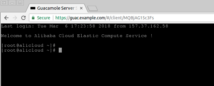 HTML Connection to SSH via Guacamole